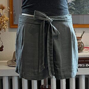 HAVE Olive Green Linen Tie-Waist Shorts | Relaxed Summer Shorts | Size S